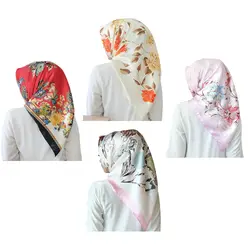90*90 см женский модный квадратный хиджаб шарф Шелковый Атласный головной шейный шаль, Палантин женский летний элегантный шарф с бантом