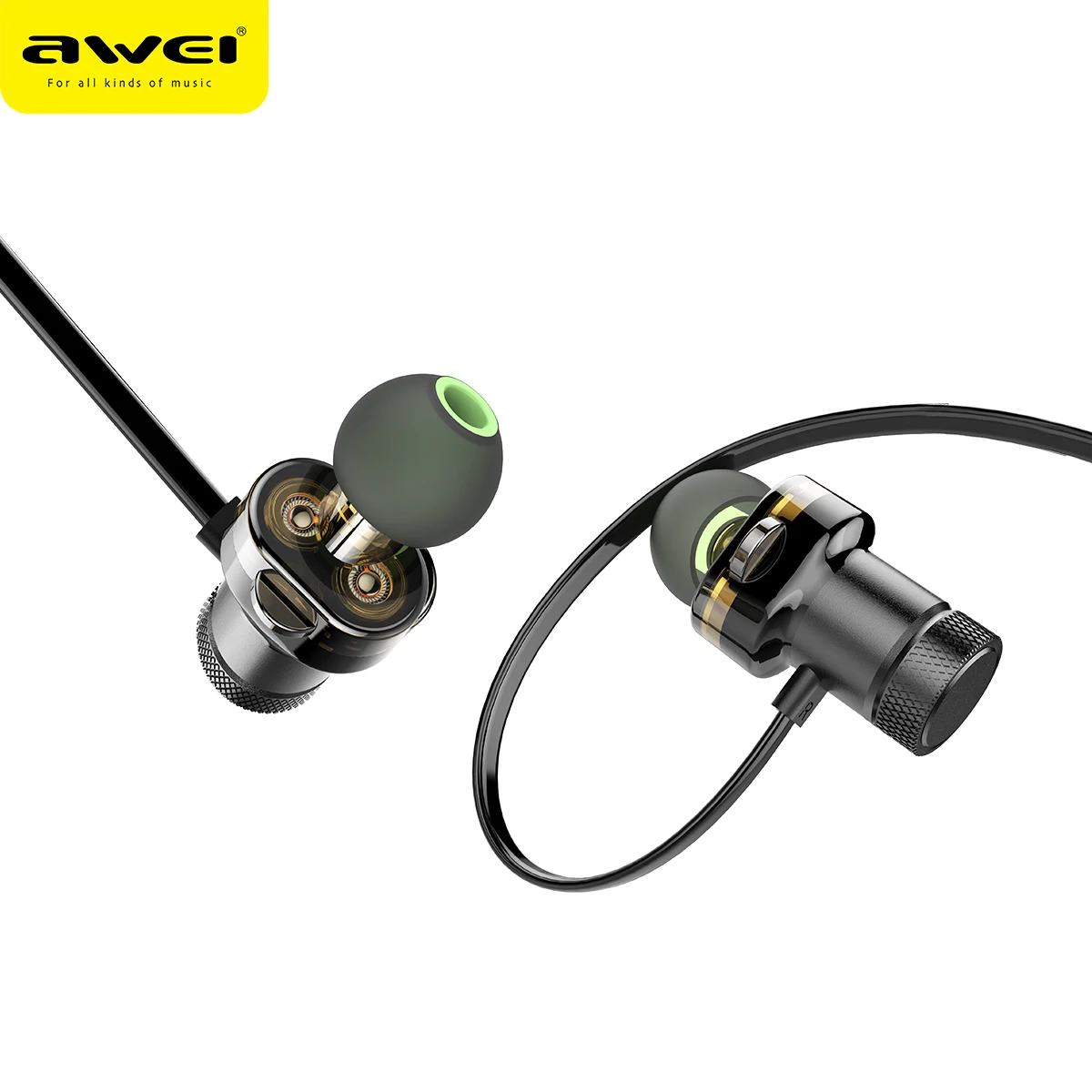AWEI T13 Bluetooth Dual Driver Earphone Headphone For Phone Wireless Earphones With Microphone Fone de ouvido Bluetooth Headset AWEI T13 Bluetooth Dual Driver Earphone Headphone For Phone Wireless Earphones With Microphone Fone de ouvido Bluetooth Headset