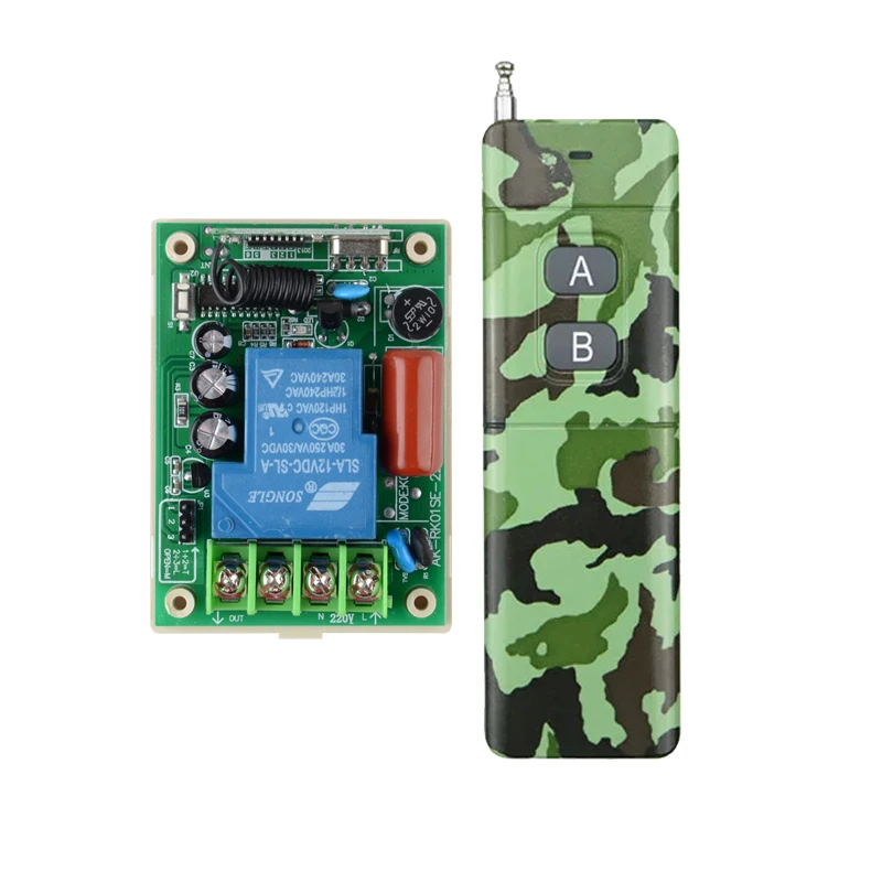 

AC220V 30A Remote Control Switch Water Pump Motor LED Remote Controller Long Range Distance Green Transmitter 3000W 315 433MHZ