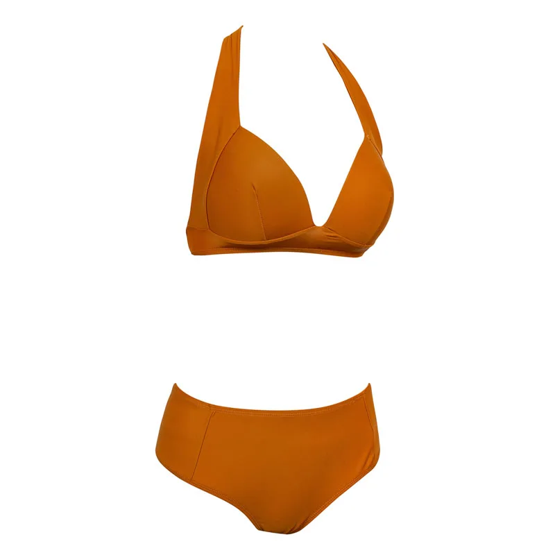 Halter high waist bikini women 2018 Push up plunge swimsuit solid sexy vintage swimwear female Sport bathing suit red bikini set HTB1LOMxm5CYBuNkHFCcq6AHtVXaE - Halter high waist bikini women 2018 Push up plunge swimsuit solid sexy vintage swimwear female Sport bathing suit red bikini set