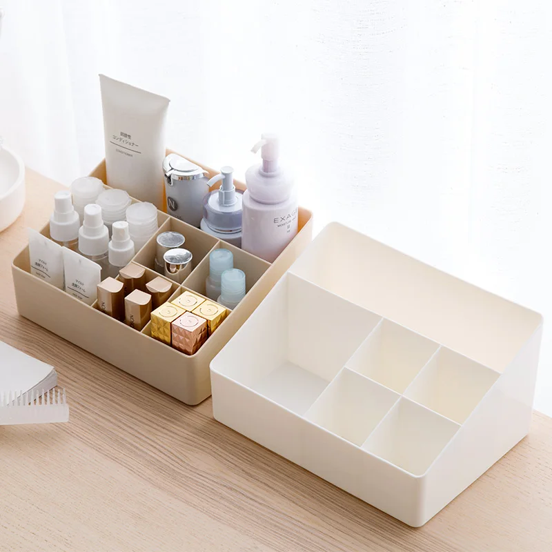 

Desktop Multi-grid Home Living Room Sundries Remote Dressing Table Plastic Cosmetics Storage Box
