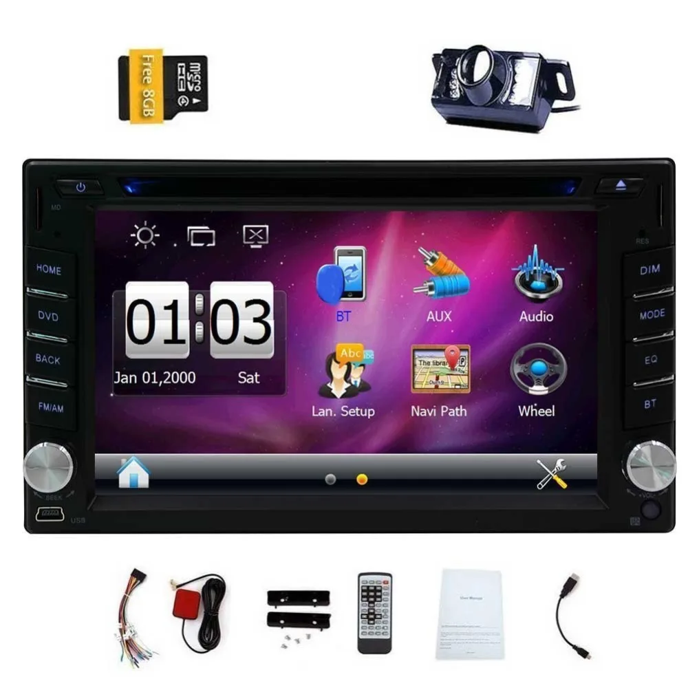 

Electronic Double 2 Din Car DVD Player Auto Radio GPS In Dash Car PC Stereo support steering wheel+Free two 2din gps Map camera