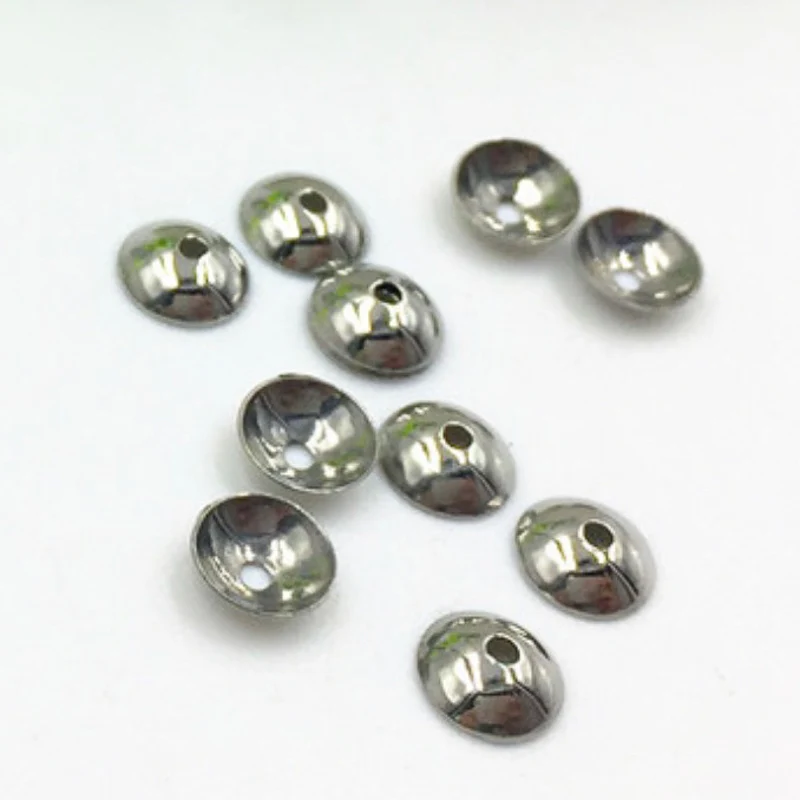 100pcs 3/4/5/6/8/10mm Stainless Steel Connector Bail Cap Blank Tray Fit Half Hole Round Beads DIY Making Findings Accessories - Цвет: Silver