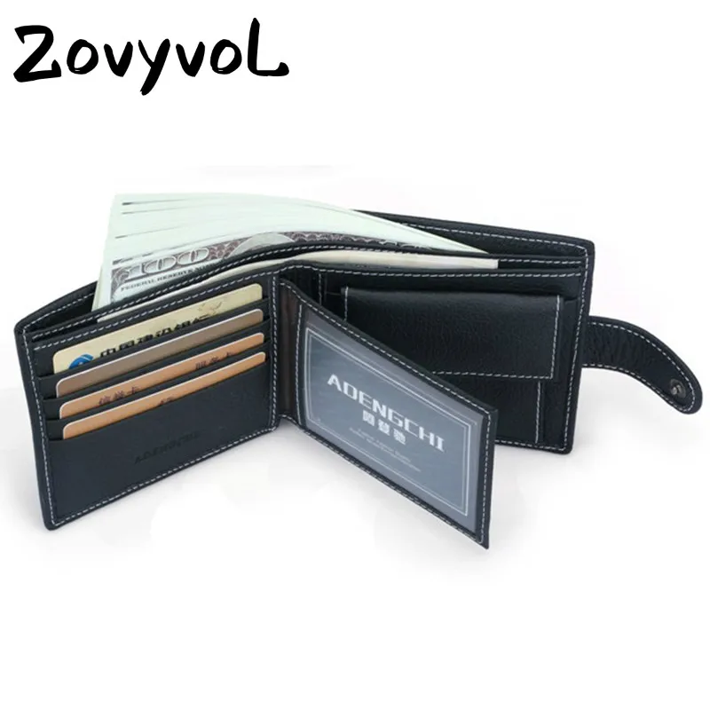 

ZOVYVOL RFID Blocking New Genuine Leather Men's Wallets Antimagnetic Guard Brush Black Hasp Coin Pocket Card Holder Purses