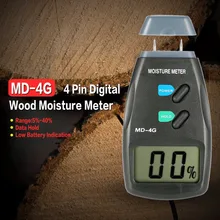 MD-4G 4-контактный цифровой ЖК-дисплей влажности древесины измеритель влажности воздуха анализатора и гигрометром декоративные часы для Лесоматериалы влажной тестер с ЖК-экраном звуковой сигнал тревоги диапазон 5%-40