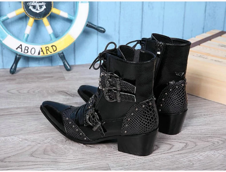 Men's Rivet Motorcycle Boot Metal Toe Fashion Mens Boots Zipper Ankle Boots Men Genuine Leather High Quality Winter Boots' Men   (4)