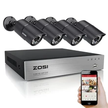 ZOSI 4CH HD AHD DVR 4pcs 720P 1280TVL AHD Outdoor Security Cameras 36 Leds Home Security System Surveillance Kits