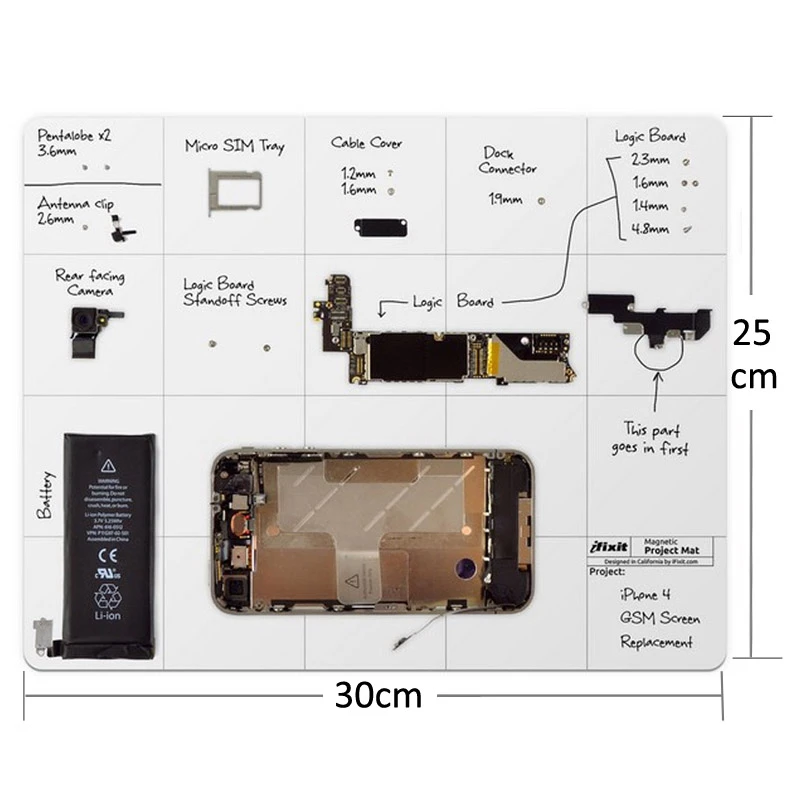

iPartsBuy Magnetic Project Mat with Marker Pen for iPhone / Samsung Repairing Tools, Size: 30cmx 25cm