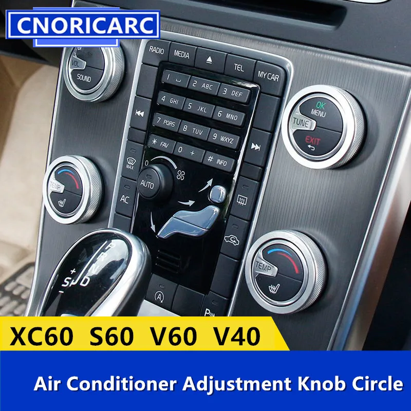 

CNORICARC 4pcs Car Middle Console Air Conditioner Audio Knob Decorative Cover For Volvo XC60 S60 V60 V40 Interior Accessories