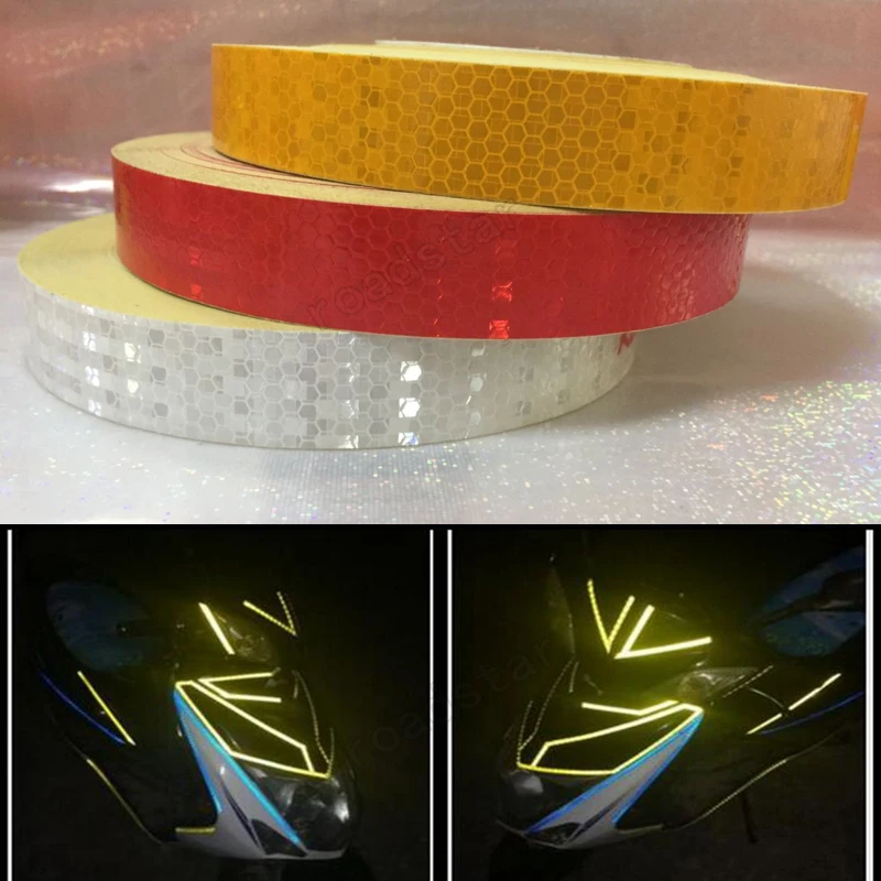 25mm x 25m yellow/red/white Reflective tape stickers car-styling Self Adhesive Warning Tape