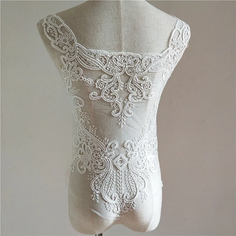 

Fairy skirt European car bone lace embroidery wedding dress fabric back decals chest patch dress fabric applique DIY accessories