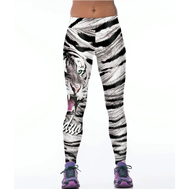 NEW 065 Sexy Girl Leggins Animal White Tiger Stripes 3D
