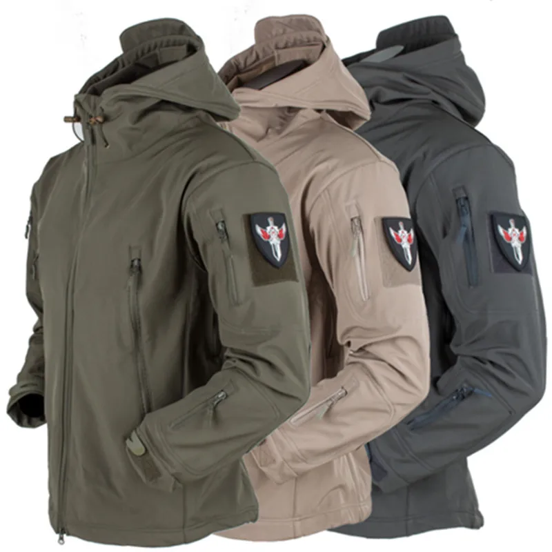 Billig Militärische Taktische Shark Haut Soft Shell Jacke Männer Wasserdicht Wandern Jacken Hosen Camping Camouflage Mit Kapuze Camo Armee Kleidung