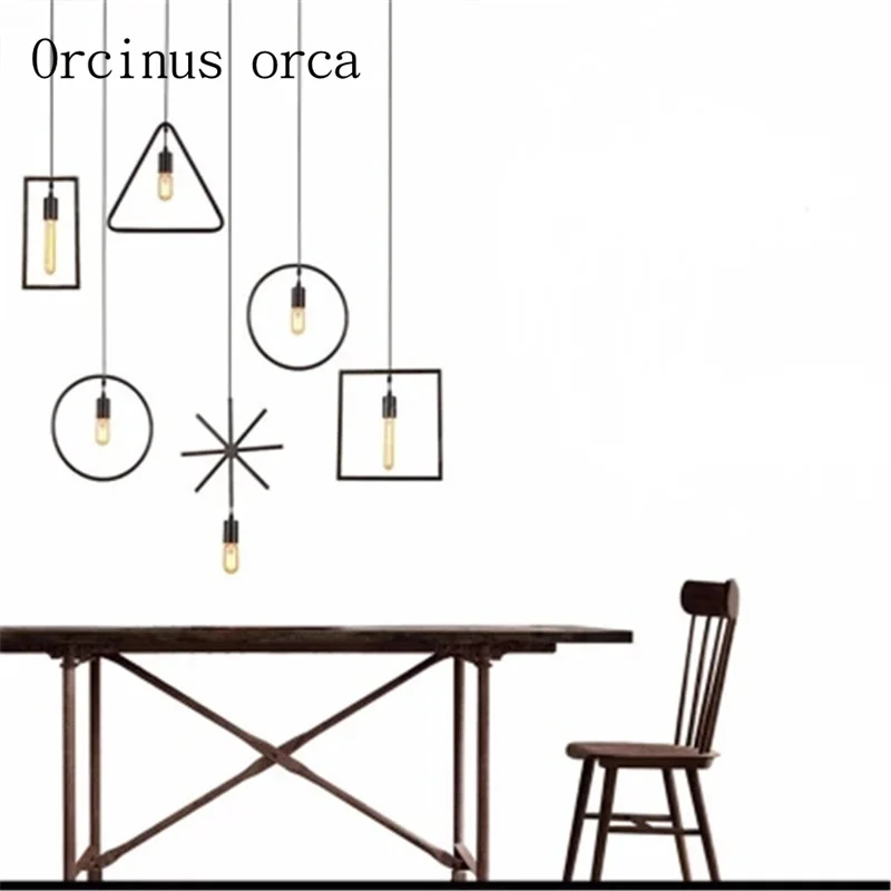 

American retro simple personality creative special-shaped iron restaurant dining table dining table Chandelie