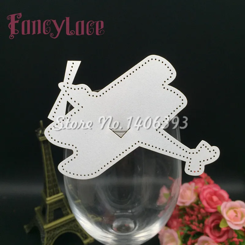 

60PCS New Laser Cut plane fighter Wine Glasses Cards Place card Gift Cards Baby Shower Birthday Party Decoration diy Book Mark