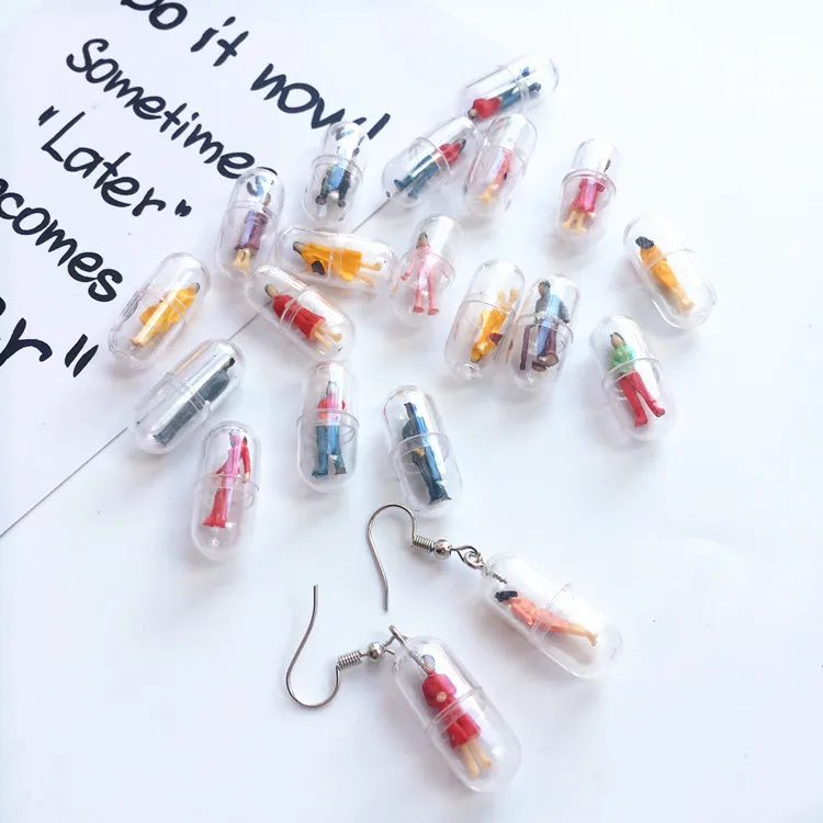 

Funny Handmade Cute Capsules Colorful Humanoid Fun Drop Earrings Female Creative Personality Candy Color Earrings for Women Girl