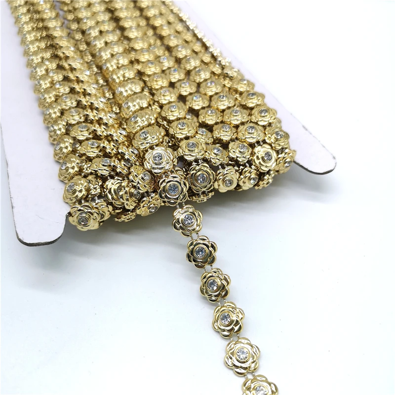 

Low-priced Sale 10 yards Rhinestone Chain Crystal Chain Sew On Trims Wedding Dress Costume Applique # 02