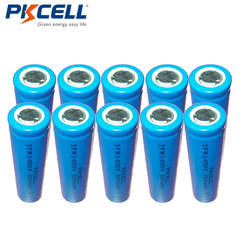 10 шт. литий ионные аккумуляторы PKCELL IFR 14500 3 2 В IFR14500 600 мАч LiFePO4 AA|lithium battery|li-ion batteryaa