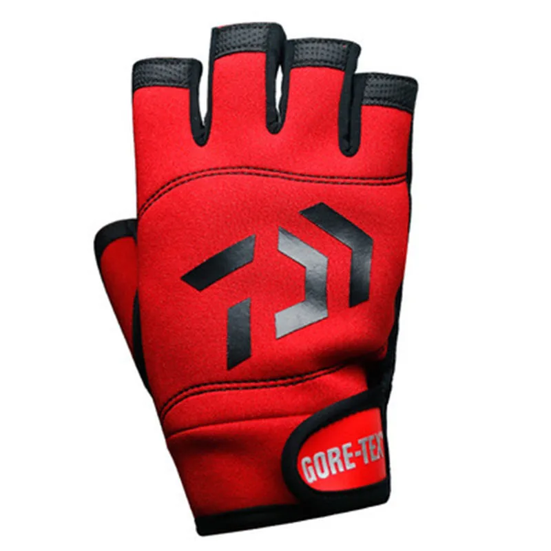 High Quality Outdoor Breathable Fishing Gloves Free Size Anti-slip Durable Three Fingers Cut Waterproof Sports Gloves jooyoo