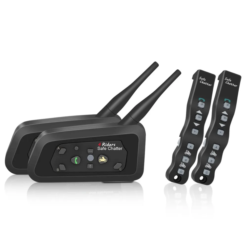 

LEXIN 2PC A4 1000M 4 Riders Motorcycle BT Helmet Intercom with Romote Control Moto Bluetooth Interphone Headset Intercomunicador
