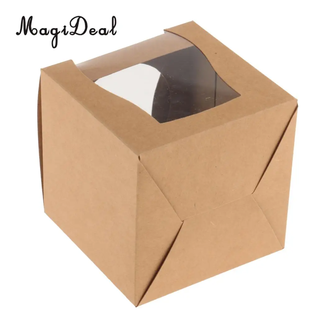 MagiDeal 24pcs Vintage Kraft Paper Cake Cupcake Box Bakery Package Craft Wedding Favor Gift Favor Brown