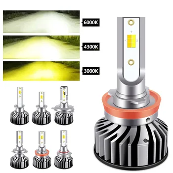 

H1 H3 H4 H7 H8 H11 9005 9006 Auto Front Led Lamp for Car Three Color Temperature Changeable 3000K 4300K 6000K Auto Bulb