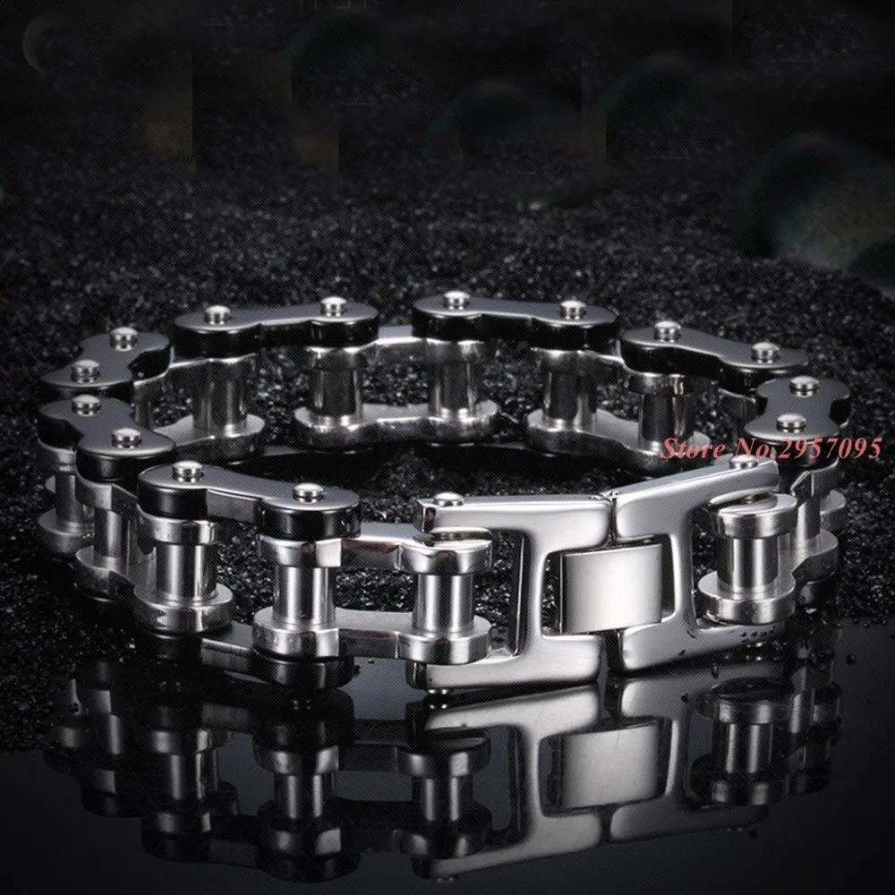 23cm*20mm Punk Stainless Steel Bracelet Men Biker Bicycle Motorcycle Chain Men's Bracelets Mens Bracelets & Bangles