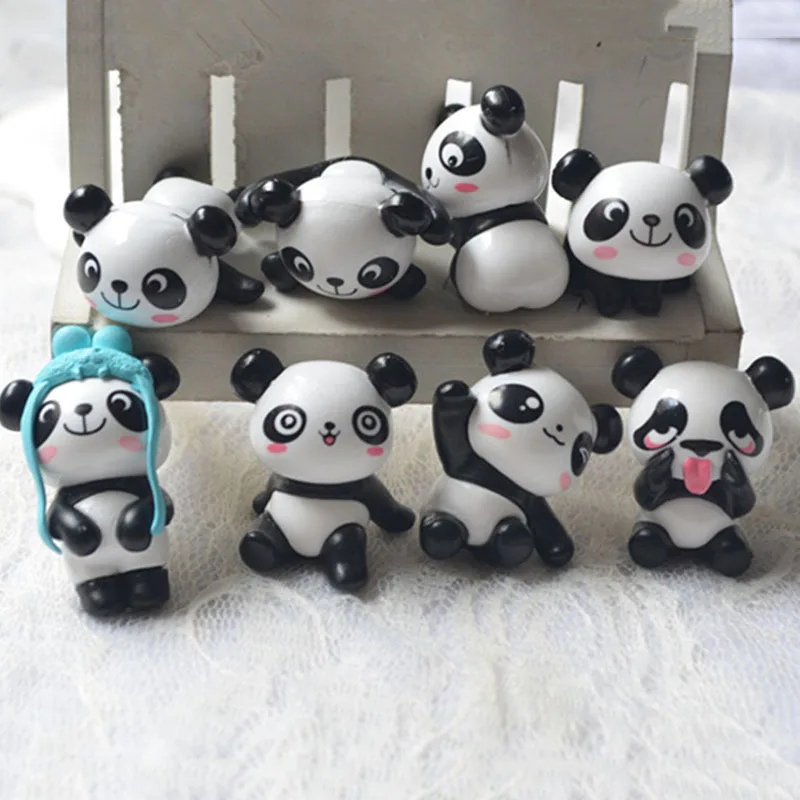 

8pcs/set Cute Panda Moss Micro Landscape Resin Funny Animals Figurines Fairy Garden Miniature Decor DIY Accessories L95