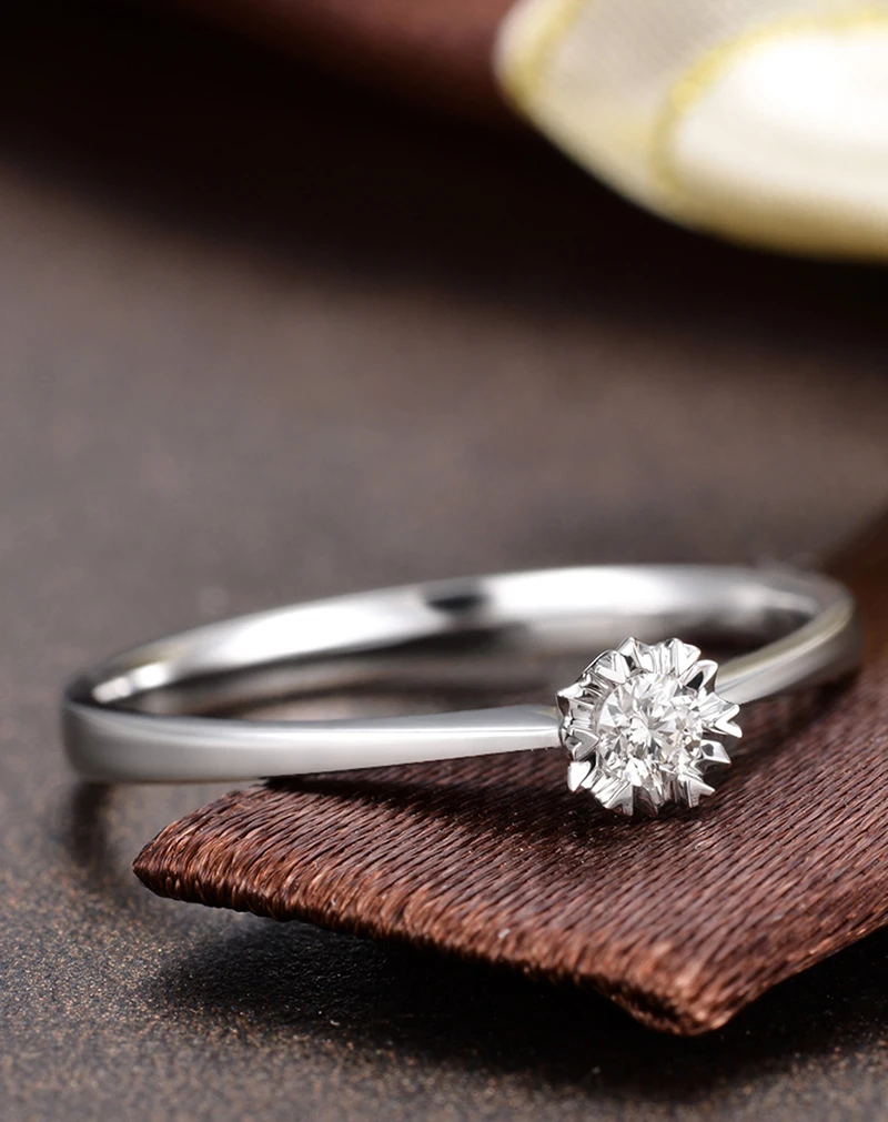 Женское кольцо с бриллиантами круглое золото 18 К 0 07 карат|engagement rings women|18k gold realgold