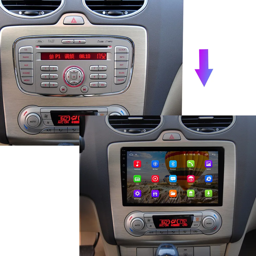 Best EKIY IPS 1G+16G Android Car DVD Multimedia Player 4G for Ford Focus 2004-2011 GPS Navigation Stereo Radio Video Player Wifi 2