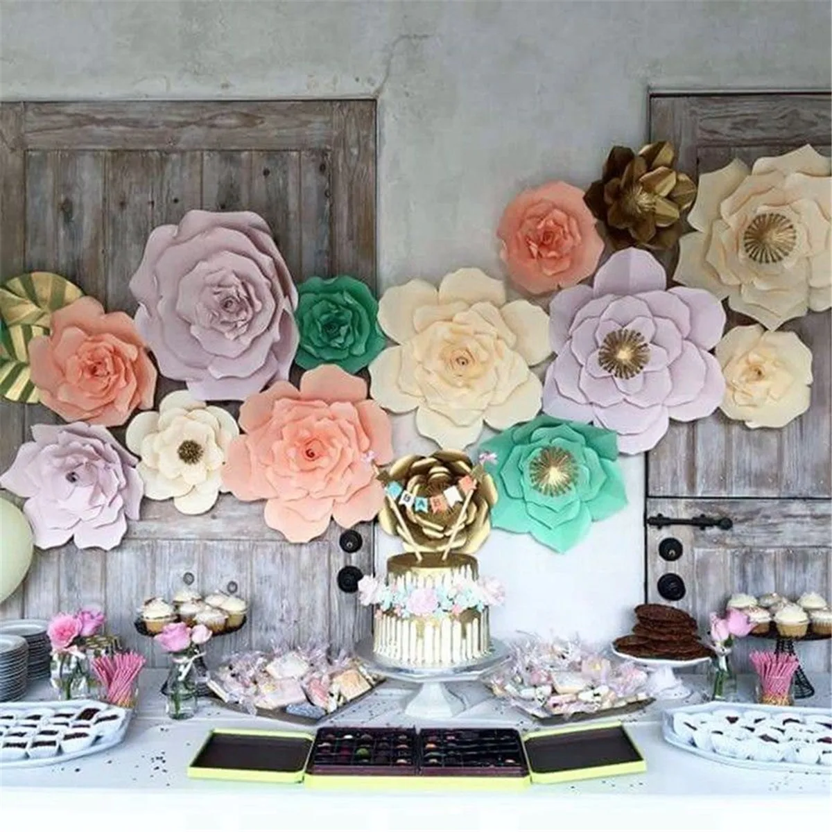30cm Handmade Paper Flowers Backdrop Birthday Party Decor ...