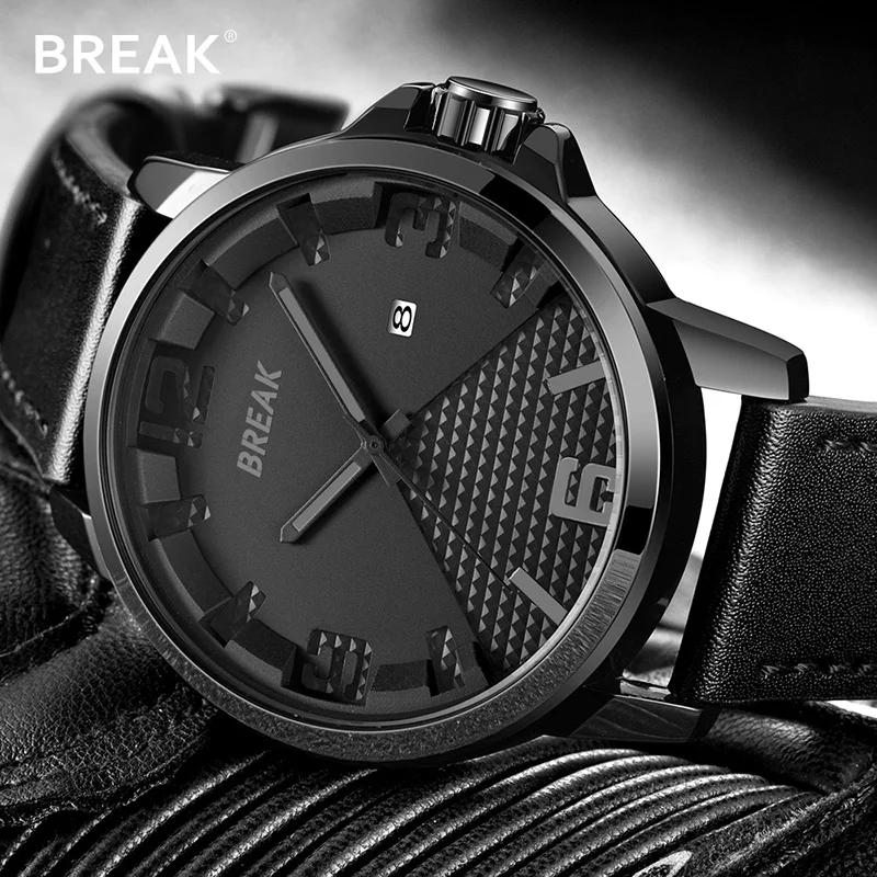 

BREAK 2018 New Design Watch Men Genuine Leather Wrist Watch For Men Famous Brand Luxury Sports Watches Male Clock Orologio Donna