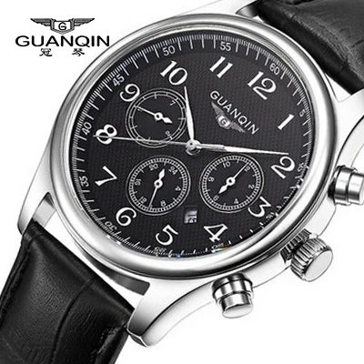 GUANQIN Лидирующий бренд, роскошные часы для мужчин, водонепроницаемые, нержавеющая сталь, повседневные мужские кварцевые часы, мужские спортивные часы, модные часы - Цвет: Black 3