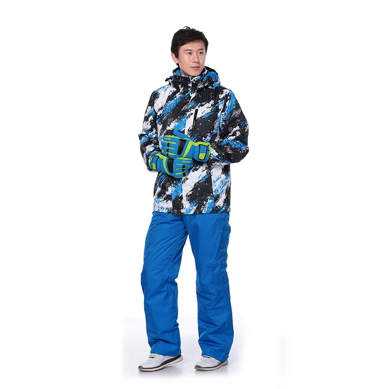 blue white J blue P Marsnow сноуборд куртка и брюки мужские водонепроницаемые дышащие утолщенные теплые зимние комплекты Спортивная одежда Спортивный зимний лыжный костюм для мужчин - Цвет: blue white J blue P