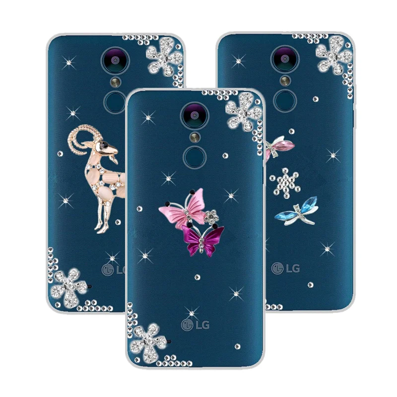 

K8 2018 Bling Rhinestone Case for LG K10 2017 K4 V20 V30 Plus V40 ThiQ Q8 Q6 G4 G5 G6 Mini X Style Power Spirit G8S AKA Cover