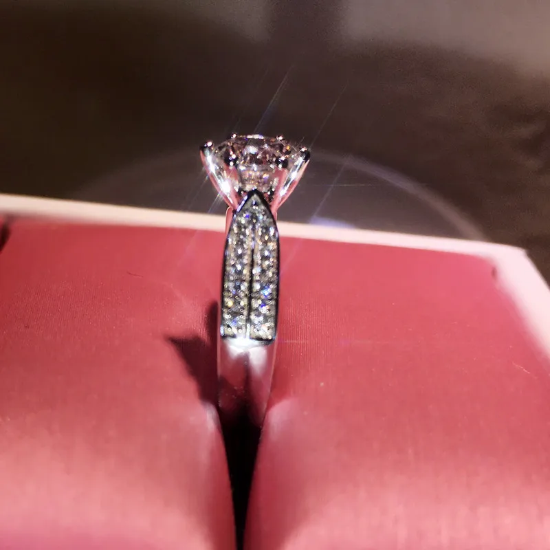 Кольцо solitaire, 925 пробы, серебро, Круглый, 3ct, AAAAA, кубический цирконий, обручальное кольцо, кольца для мужчин и женщин, ювелирные изделия на палец