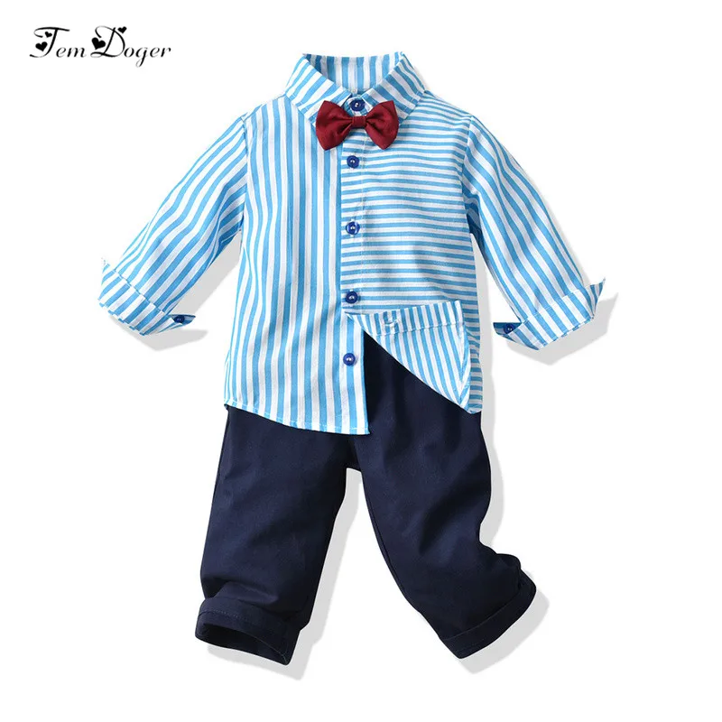 

Tem Doger Boy Clothing Sets 2019 Kids Boy Clothes Child Casual Long Sleeve Stripe Shirt+Pants 2PCS Outfits Sets Toddler Clothing