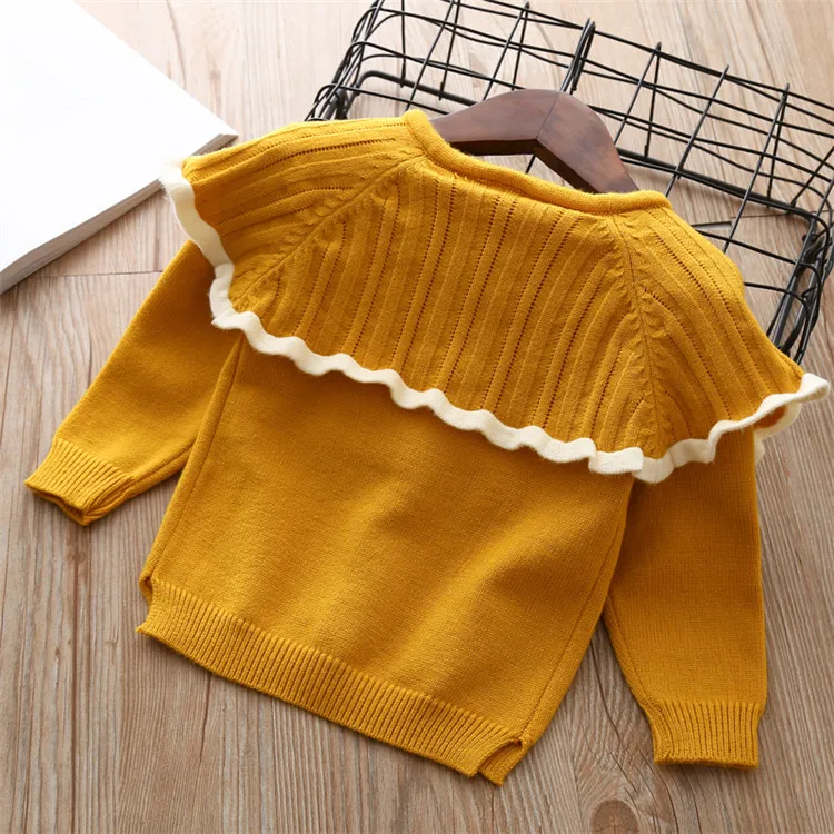 Fanfiluca Toddler Girls Cardigan Cute Baby Girl Cotton Knit Sweaters Autumn Long Sleeve Outerwear Fashion Kids Sweaters For 1-5T0006
