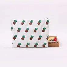 Women Cosmetics Pouchs For Travel Ladies Pineapple Pattern Canvas Clutch Handbag Purse Makeup Bags With Multicolor Pattern Cute