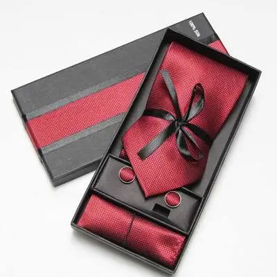 Комплект из 3 предметов, Одноцветный тонкий мужской коммерческий комплект галстуков, деловой галстук Мужские галстуки Галстук мужской галстук - Цвет: bungandy