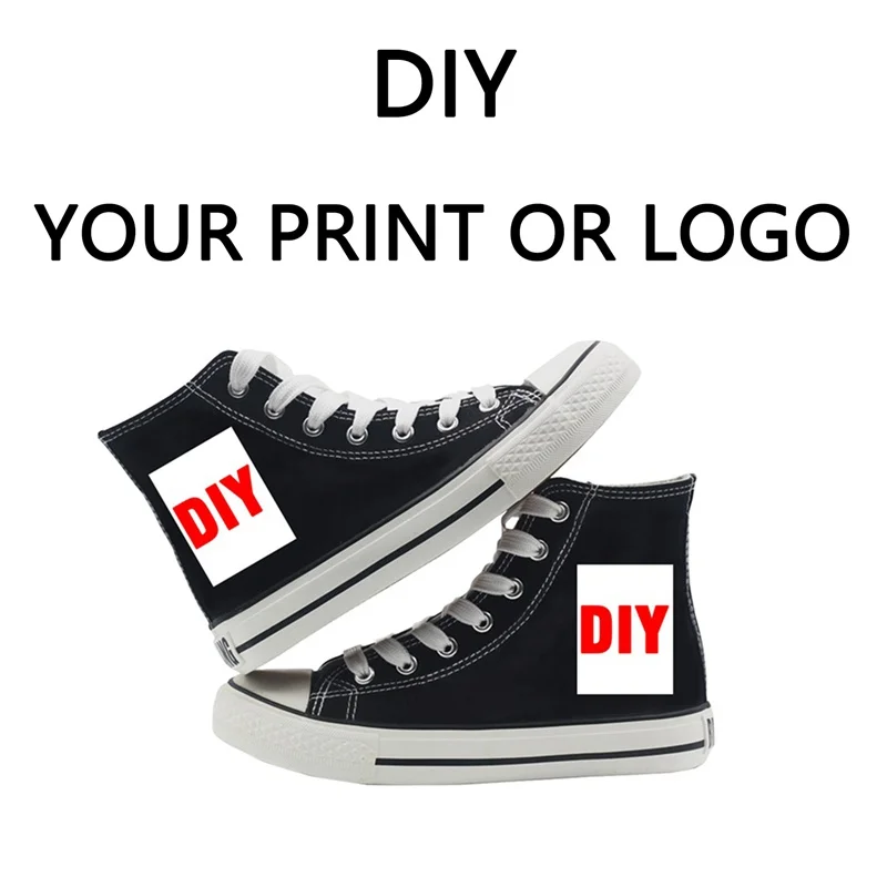 New Diy Photo Pattern Logo Printing Cartoon High Heel Double Canvas Sneakers Unisex Youth Fashion Sports Shoes Gift Men S Vulcanize Shoes Aliexpress