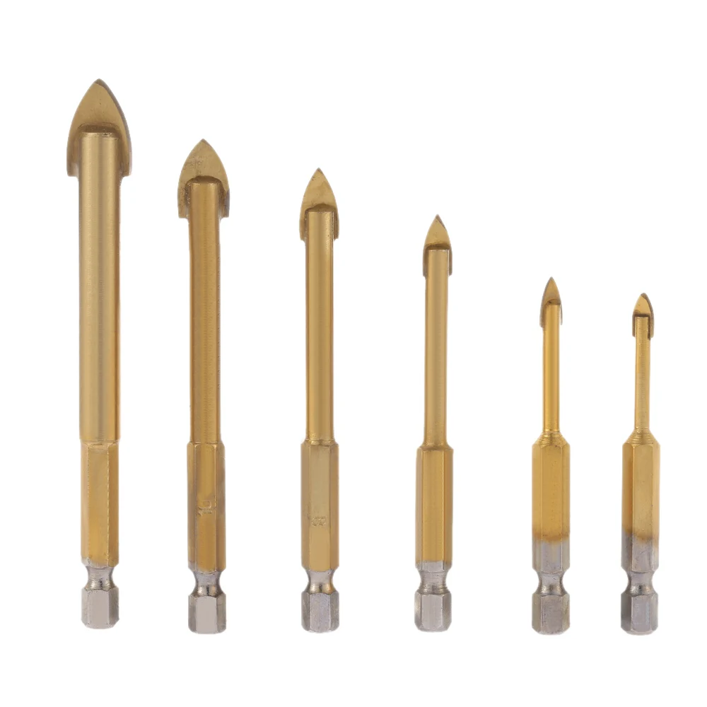 6pcsset Quality Drill Bits Carbide Alloy Titanium Plated Triangle Glass