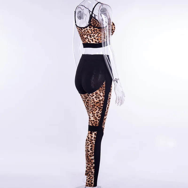 Женская спортивная одежда с леопардовым принтом, Женский комплект для йоги, спортивный костюм, сексуальная одежда для фитнеса спортзала, бега, тренировок, спортивный костюм