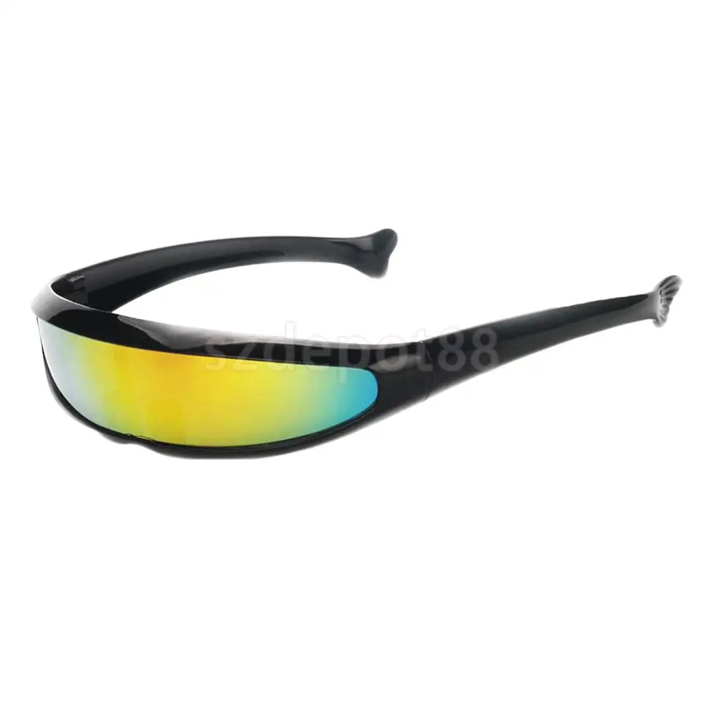Men Color Mirrored Lens Visor Sunglasses Futuristic Narrow Cyclops Cosplay Accessories For Christmas Party