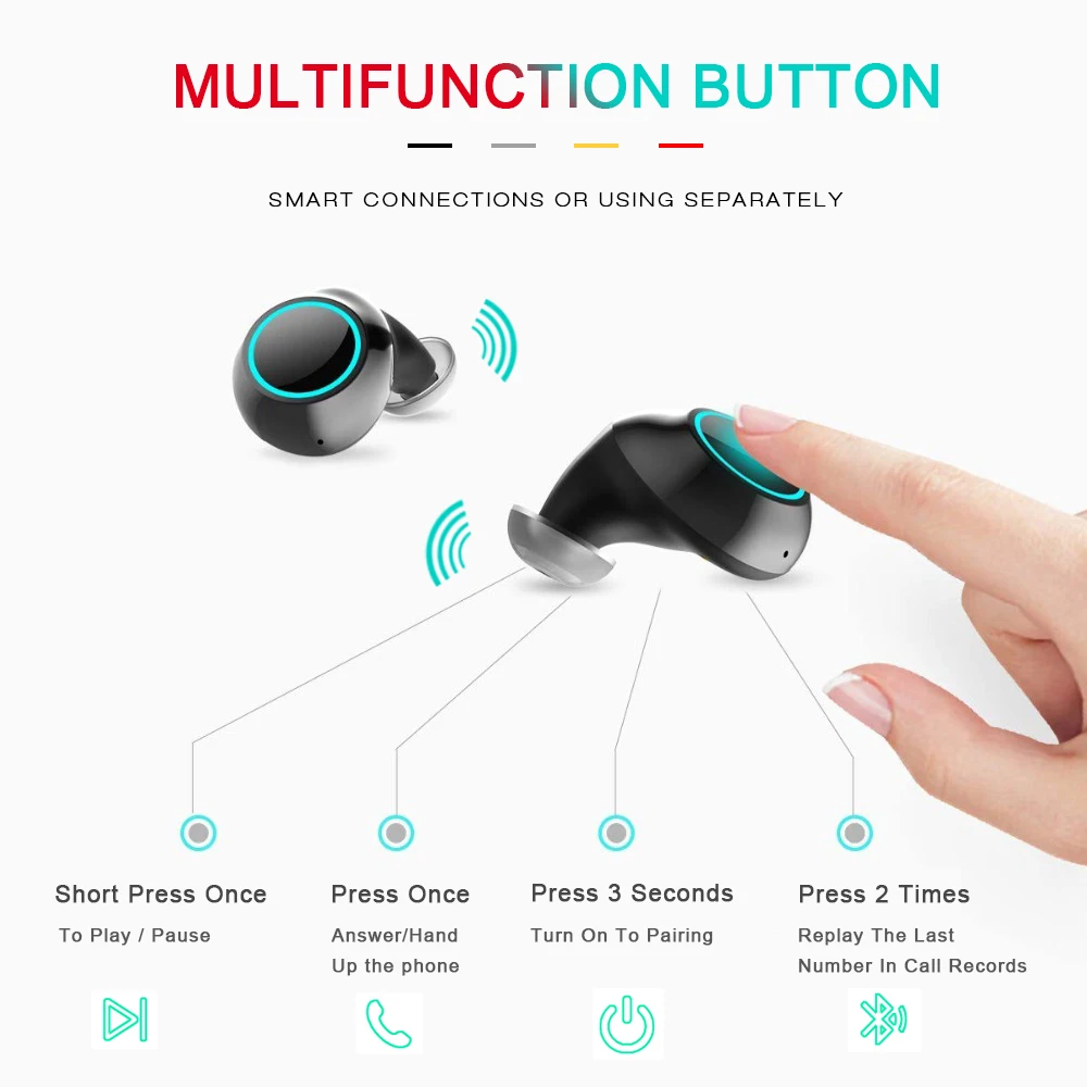 Беспроводные наушники bluetooth стерео вкладыши Bluetooth гарнитура для телефона с
