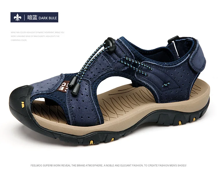 

Summer new men's breathable leather sandals outdoor leisure non-slip beach shoes fashion sandals