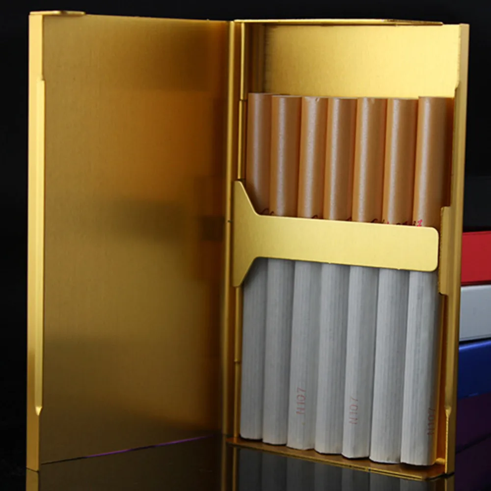 Портативный карманный размер женский супер тонкий креативный персональный портсигар 20 наклеек Дамская металлическая сигаретная Подарочная коробка чехол
