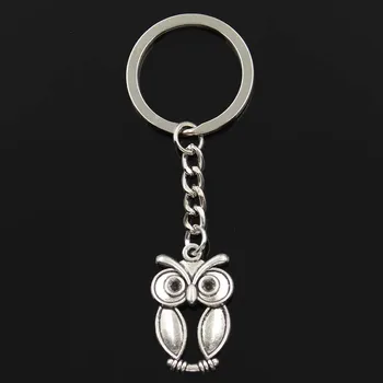 

Fashion Big Eyes Owl 30x19mm Pendant 30mm Key Ring Metal Chain Silver Color Men Car Gift Souvenirs Keychain Dropshipping