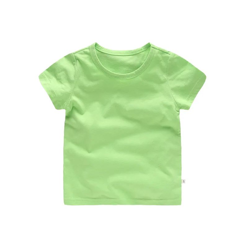 Летние дышащие детские топы для девочек; Однотонная футболка из чистого хлопка для мальчиков; коллекция года; короткая детская одежда с круглым вырезом и короткими рукавами - Цвет: 11
