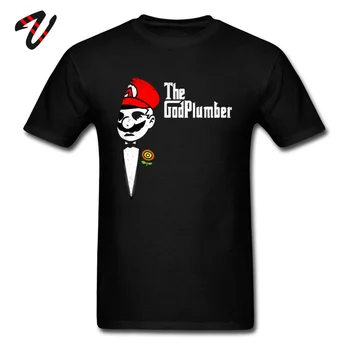 

God Plumber T-shirt Godfather Pure Cotton T Shirts for Men Super Mario Tee Hot Sale Old School Game Tops Father Day Gift Tshirts